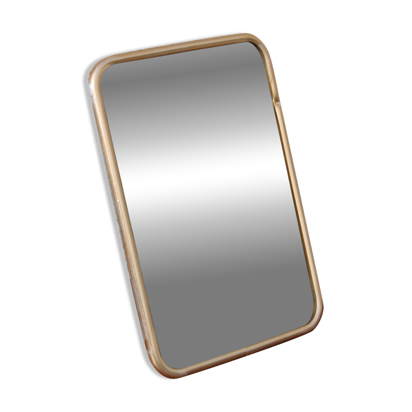 Petit miroir vintage à poser – cadre métal doré style barbier