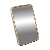 Small vintage tabletop mirror – gold metal frame in barber style