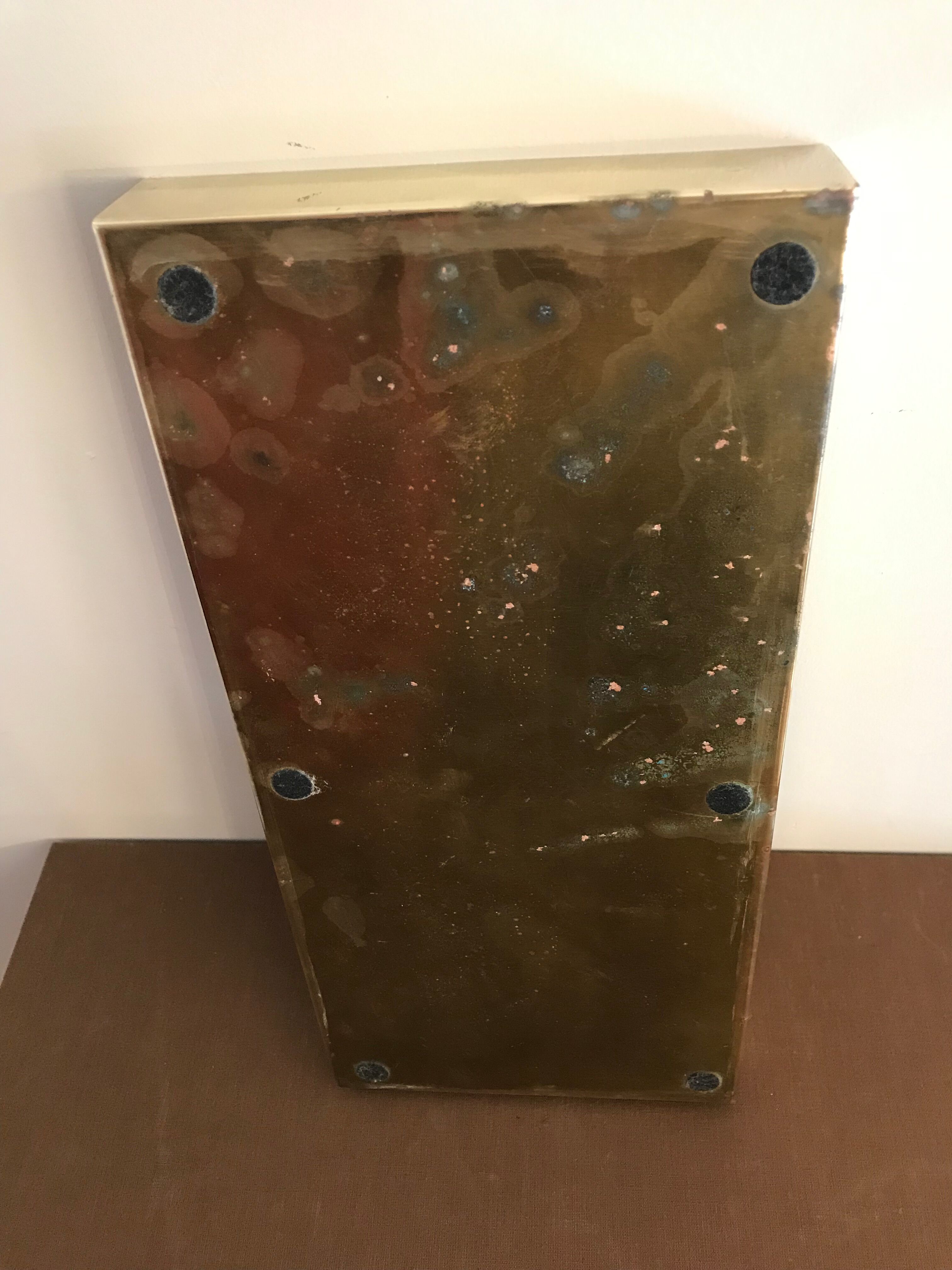 Rectangular mother-of-pearl and brass storage box 1970