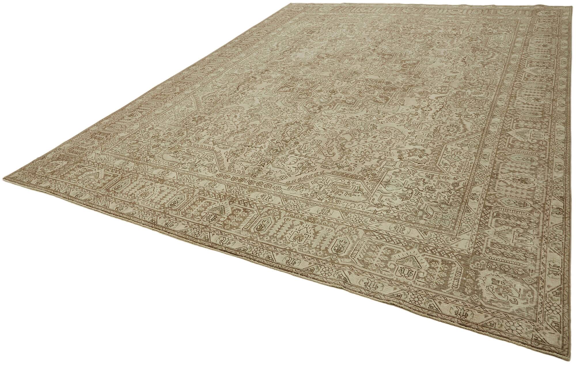 Handmade Turkish Wool Carpet 1980s 293 cm x 386 cm Beige