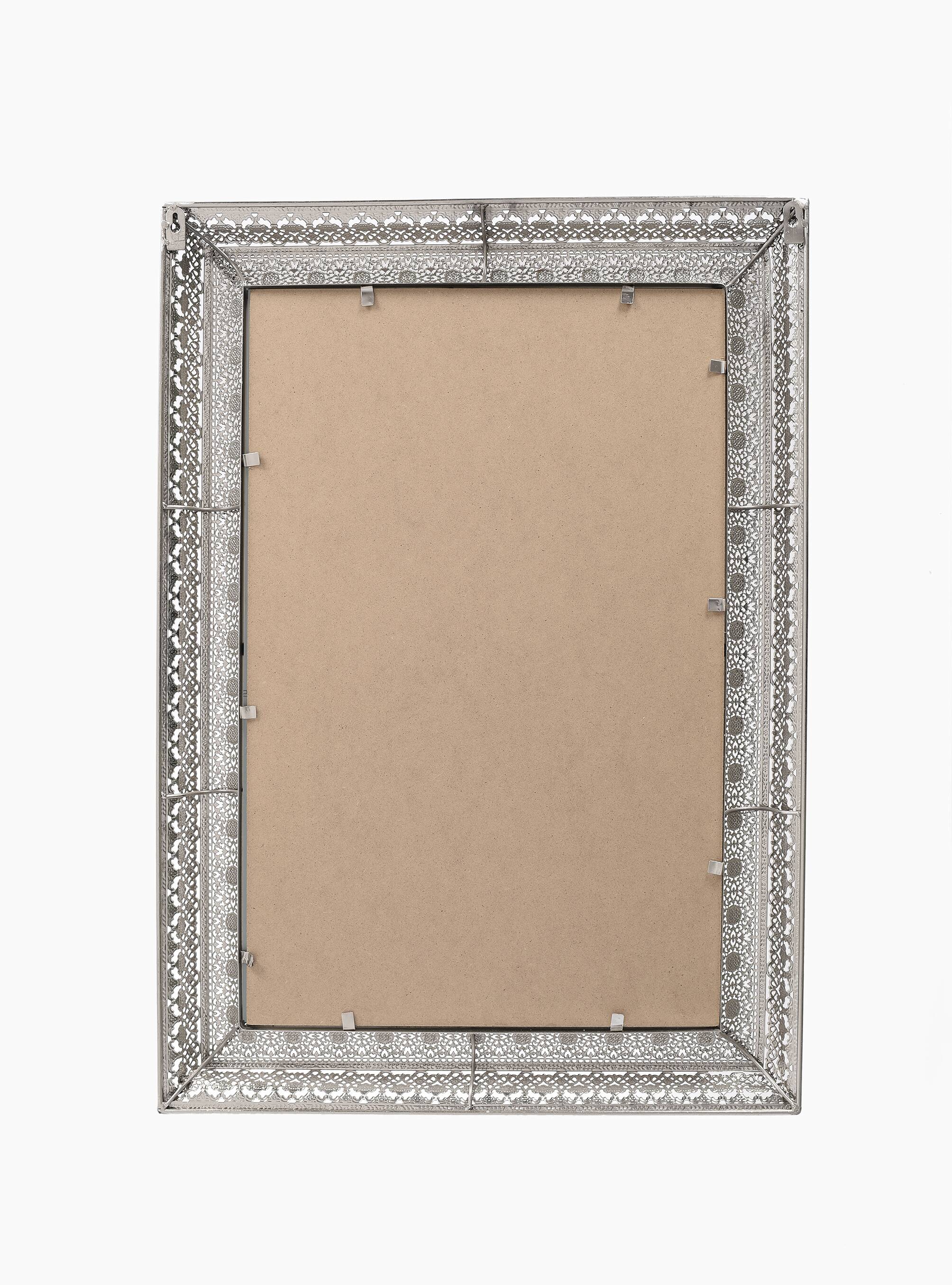 Rectangular wall mirror, silver metal frame