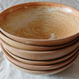 Lot 6 assiettes creuses grès artisanal vintage