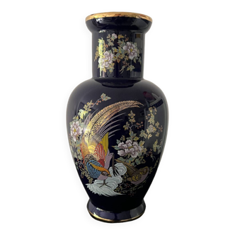 Vase italien style japonais en céramique (H 38 cm) - Bleu cobalt - 1960's