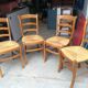 Set de 4 chaises assise paille