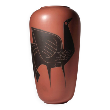 Joep Thissen Large Sgraffito Terracotta Ceramic Vase For Loré