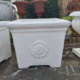 Contemporary reconstituted stone pot for the garden