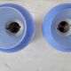 Duo of wall lamps in porcelain and blue opaline
