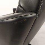 Fauteuil pivotant skaï vintage