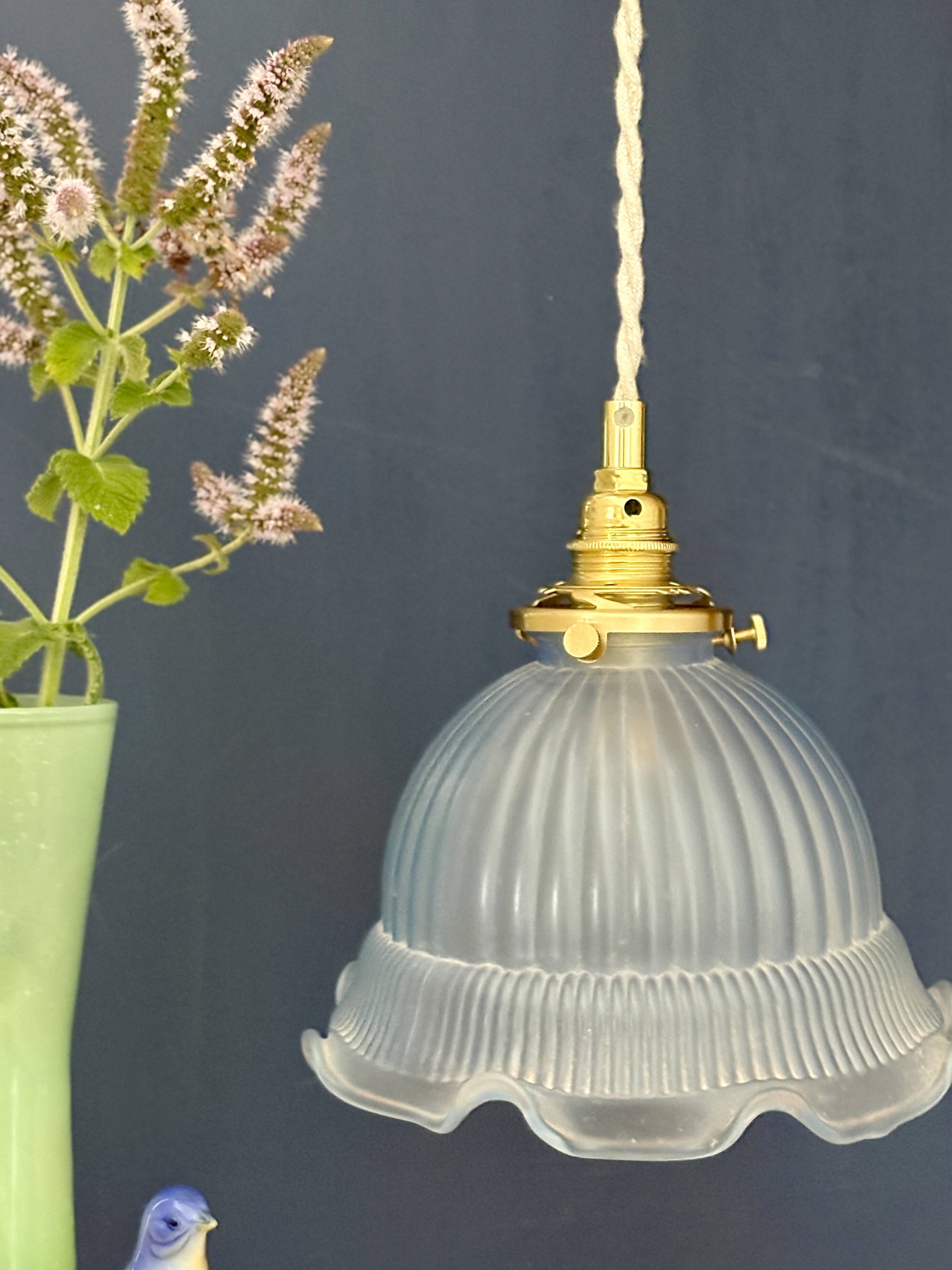 Vintage blue glass pendant light