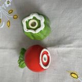 Barbotine salt and pepper shaker set