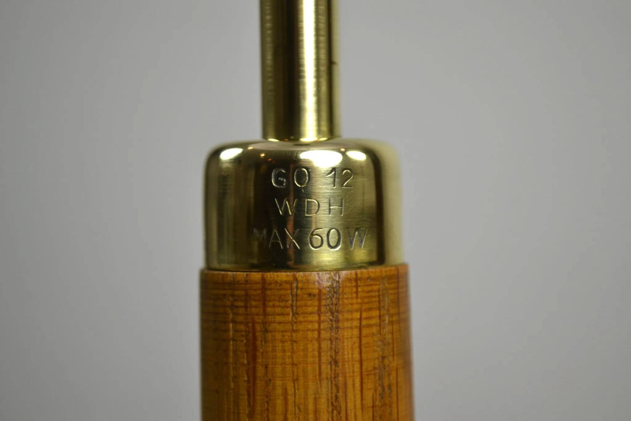 Oak and Brass Floor Lamp Marked “GO 12 WDH”, Sweden, 1950s
