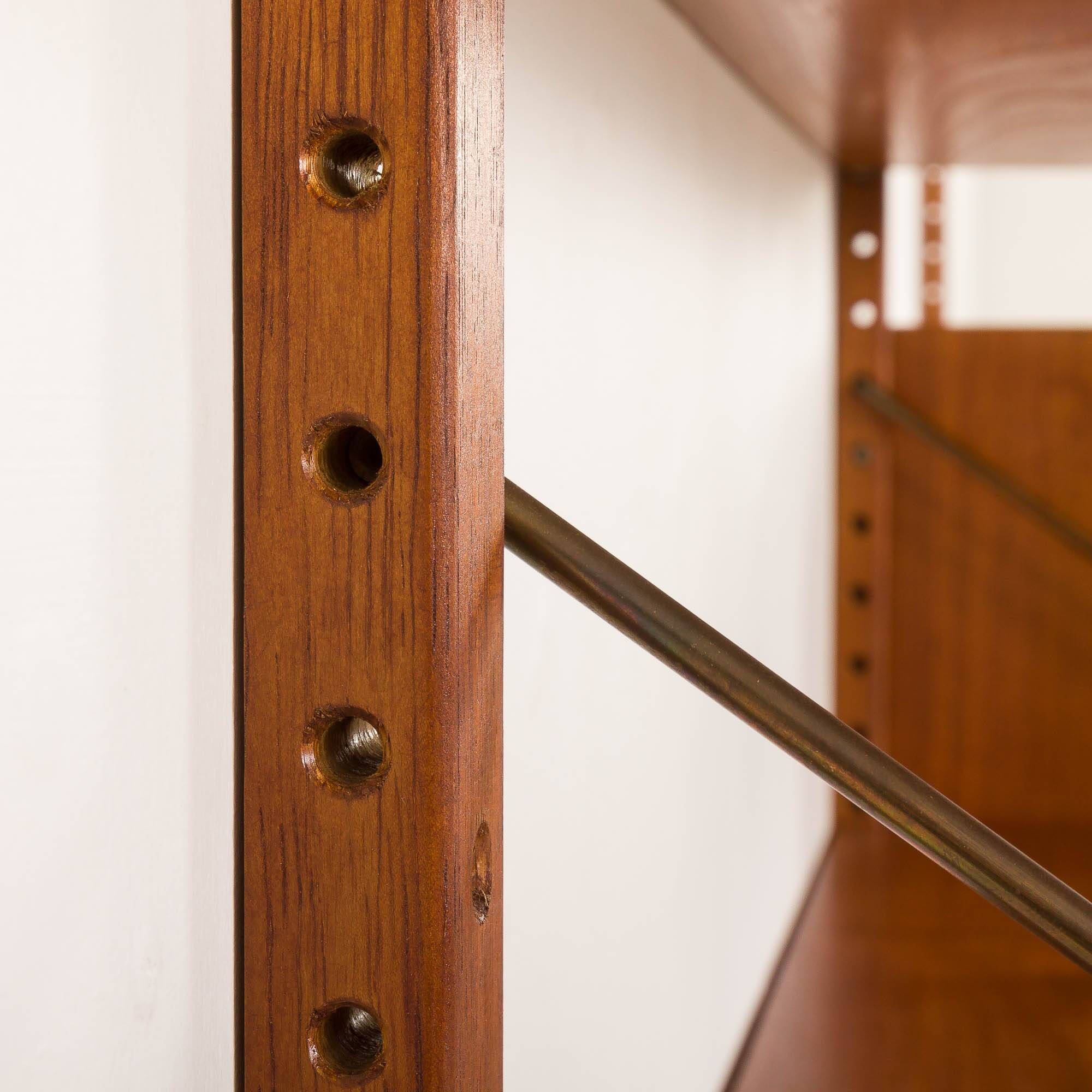 Hansen and Guldborg teak wall unit with a bar cabinet, Denmark 1950s