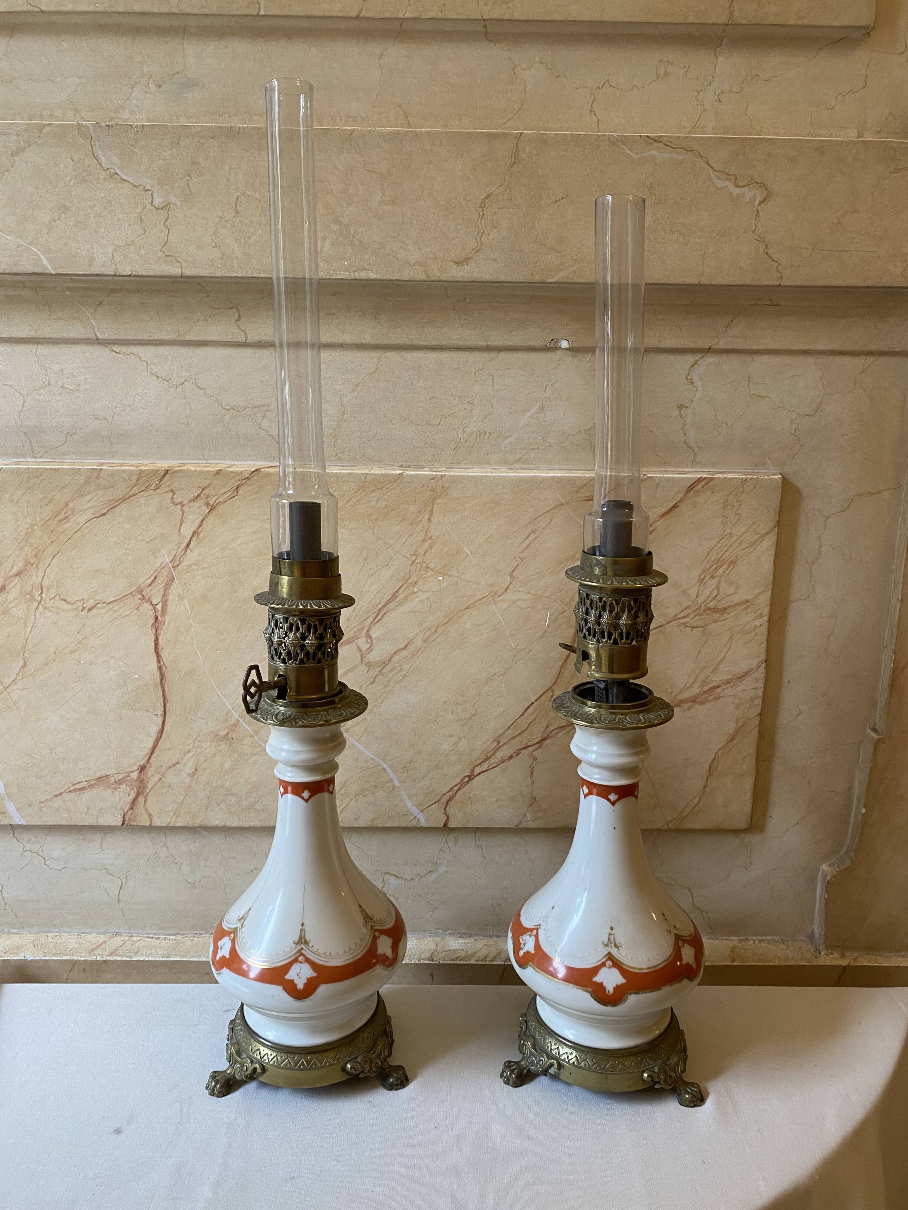 Paire de lampes à pétrole Napoléon III