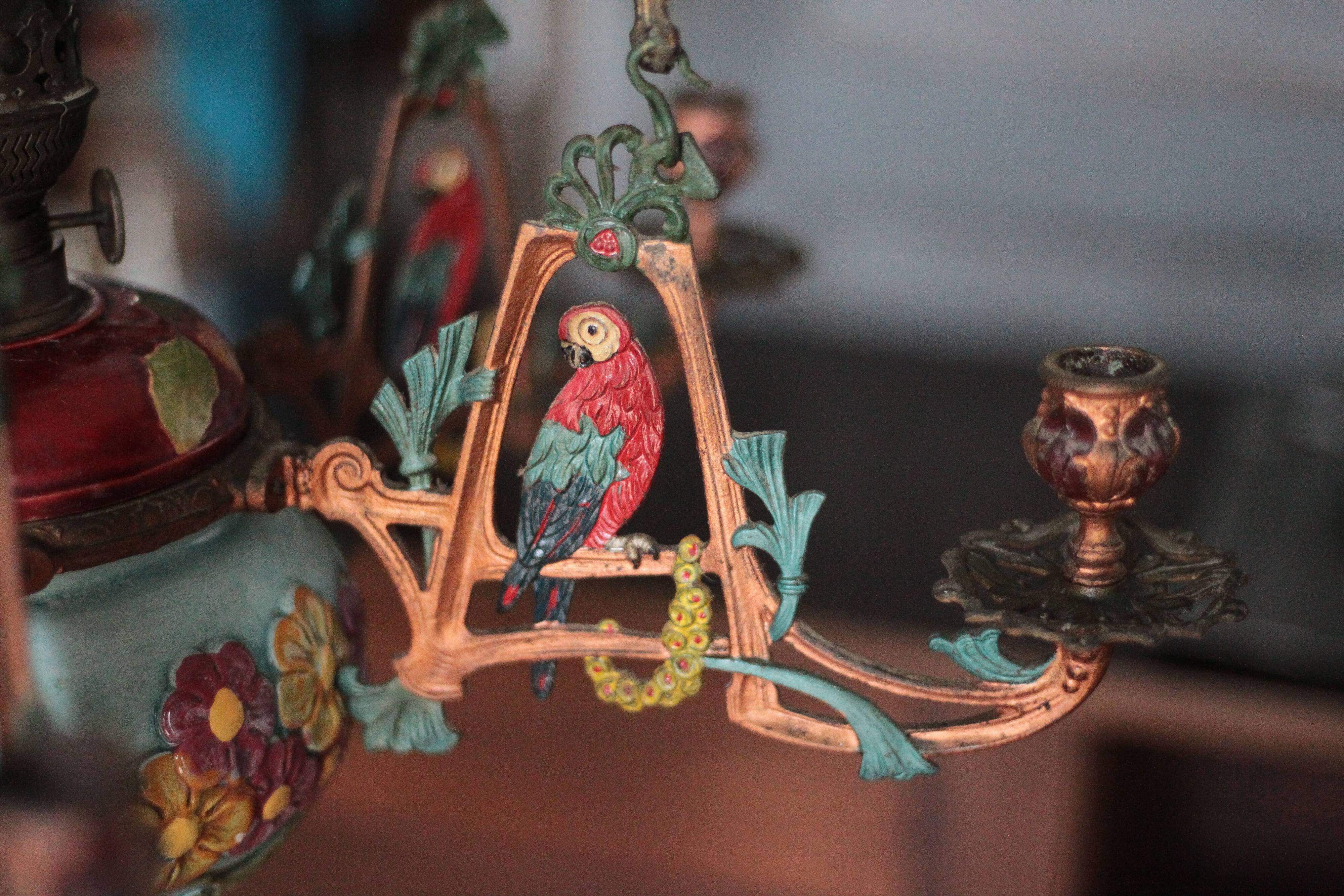 Antique bronze Napoleon III pendant light, 19th century ceiling lamp