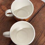 Vintage set of 4 Sarreguemines cups with orange decor