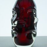 Mid-century modern handmade crystal vase in dark red by Börne Augustsson for Åseda