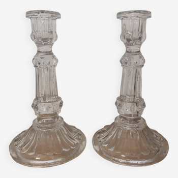 Pair of glass candlesticks