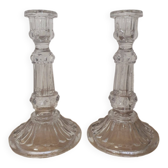 Pair of glass candlesticks