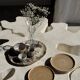 Set of 4 hand-painted Pornic stoneware plates D21
