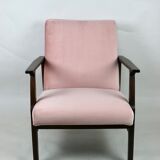 Fauteuil en velours rose années 1970