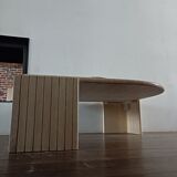 Large travertine coffee table drop shape