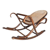 Repose-pieds en bois cintré et en osier modèle 7001 par Michael Thonet pour Thonet / années 1930