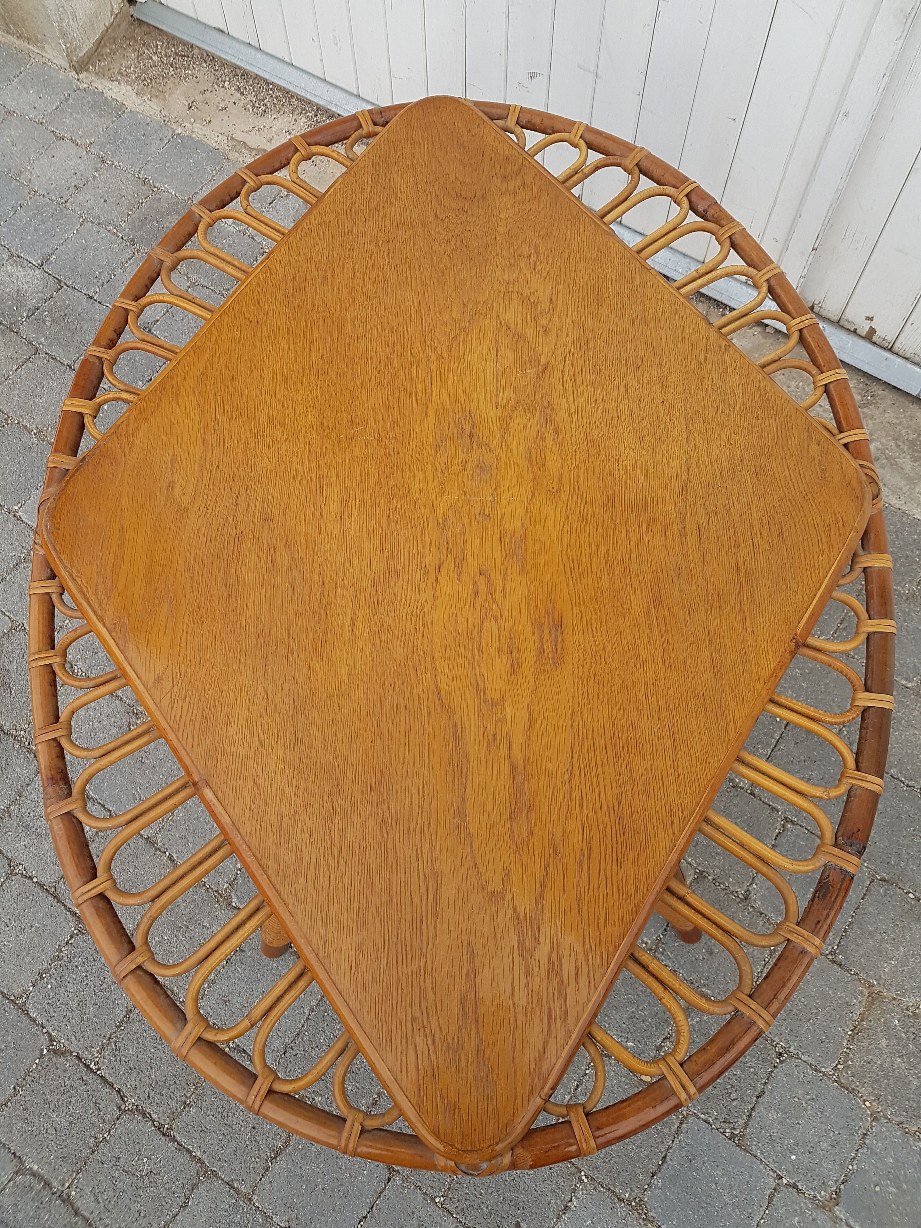 Vintage 1950 rattan coffee table