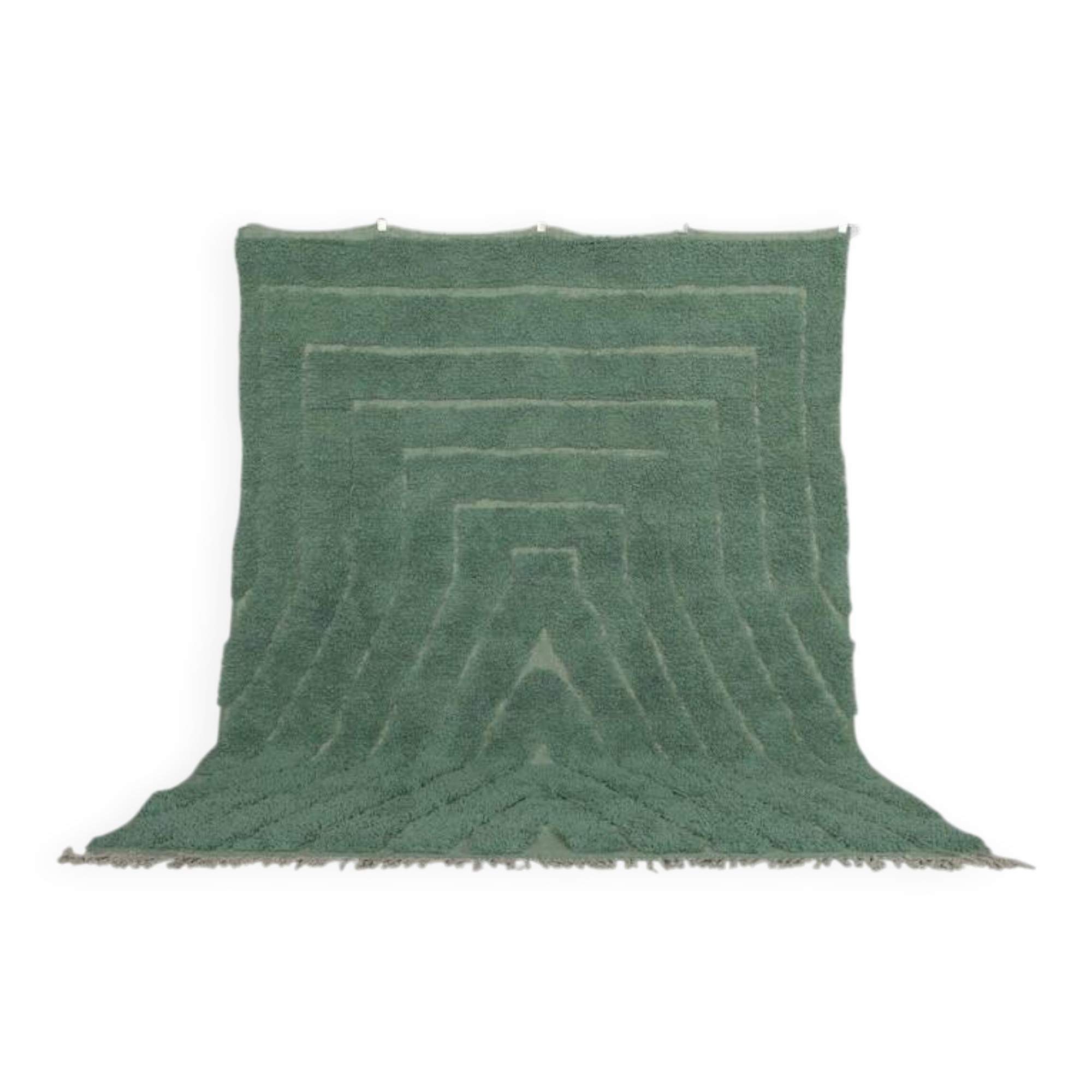 Traditional handwoven Berber rug in green, size 1.5/3.5 m.