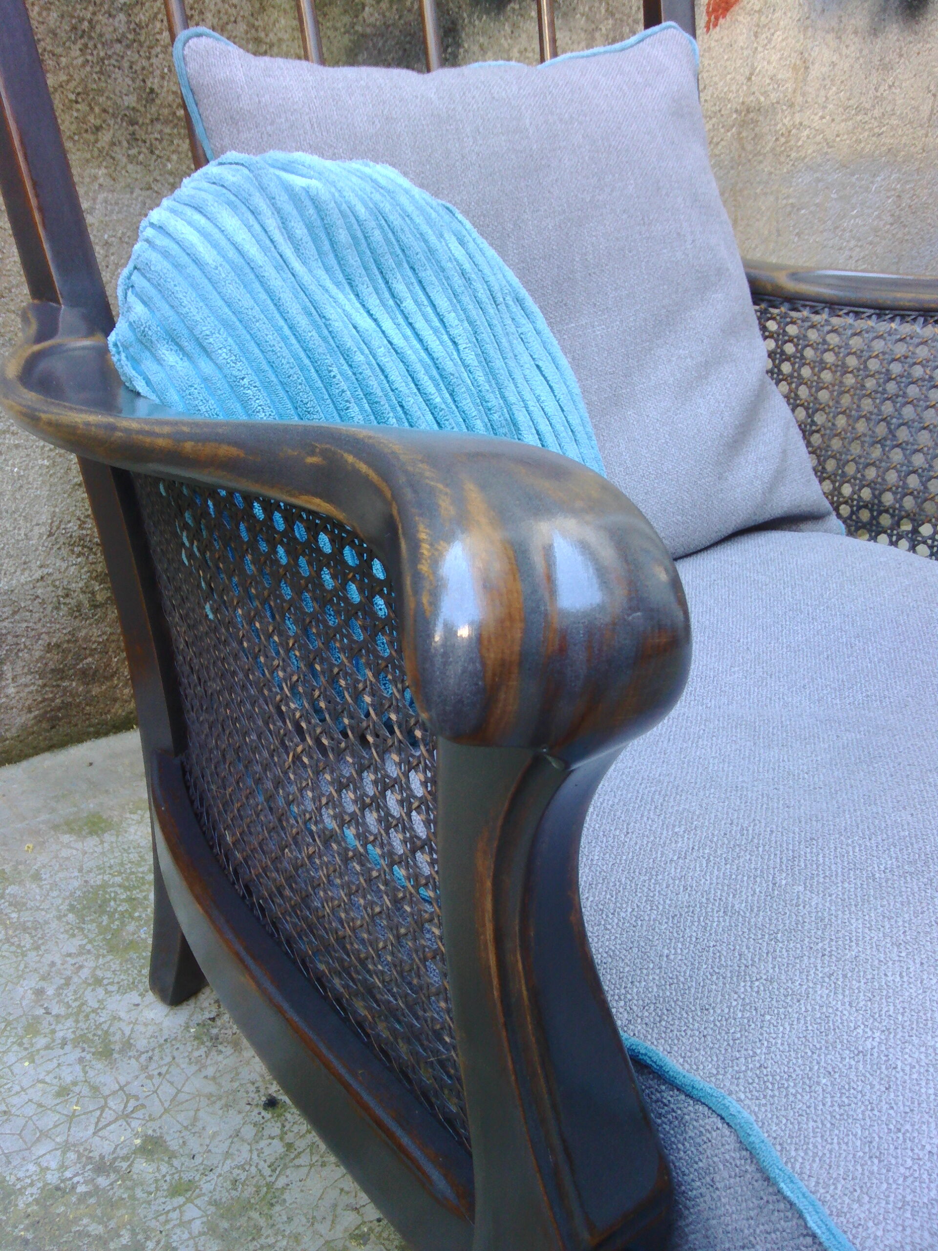 1950s vintage wooden armchair and caning