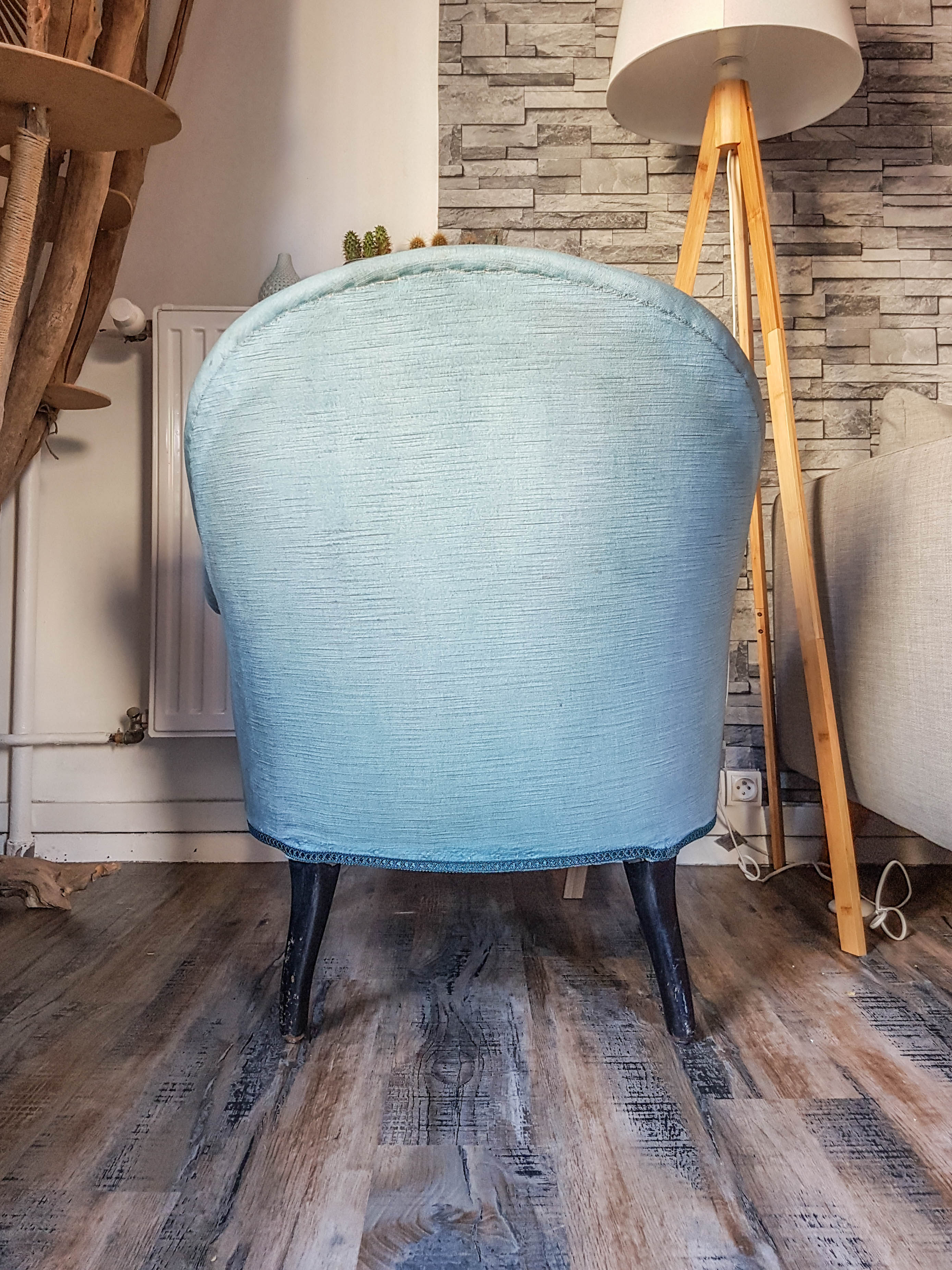 Vintage toad armchair blue velvet 70s