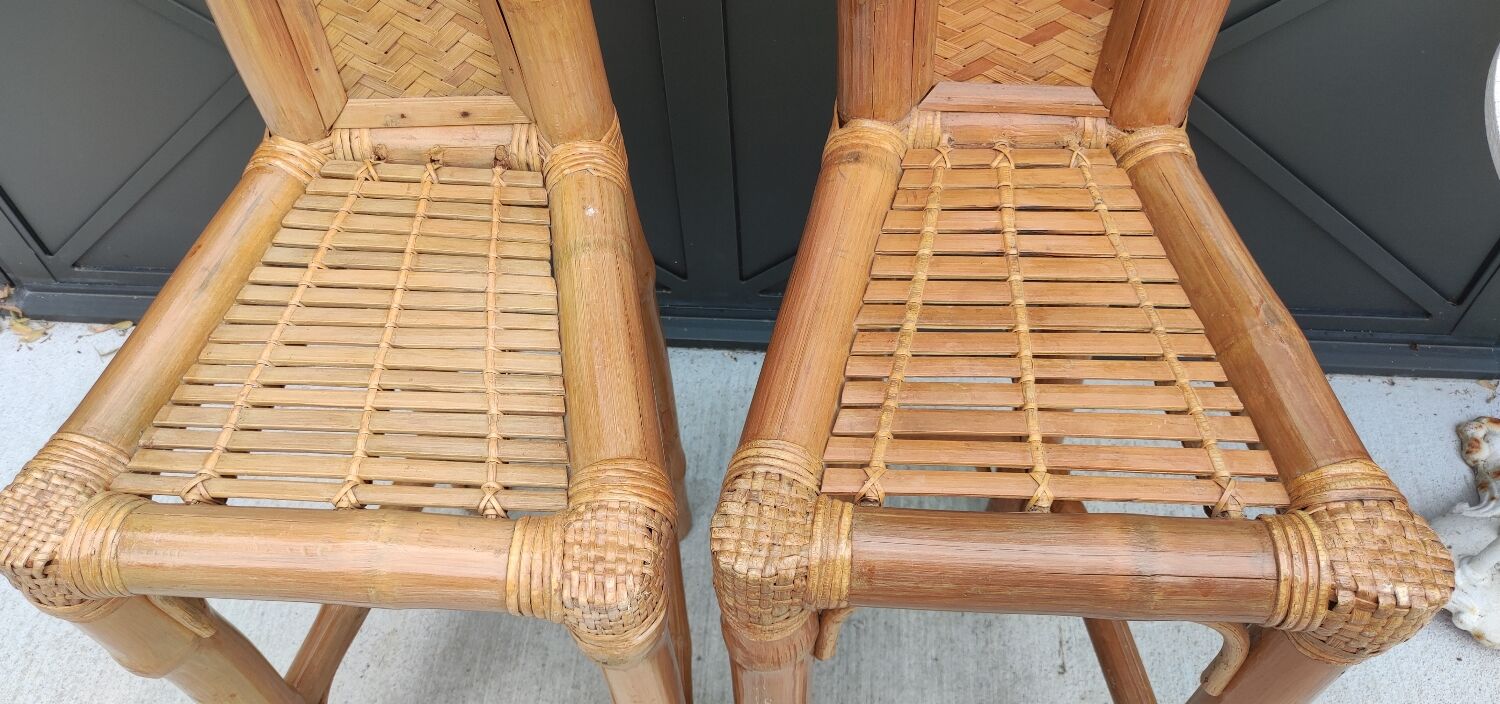 Pair of big bamboo stools 1970s