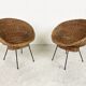 Vintage italian wicker lounge chairs, set of 2 - 1960