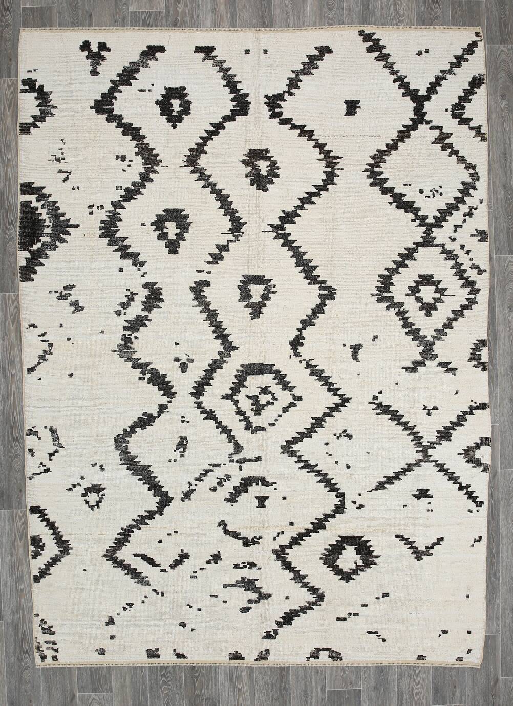 7x10 Neutral White Modern Super Soft Moroccan Rug, 216x294Cm