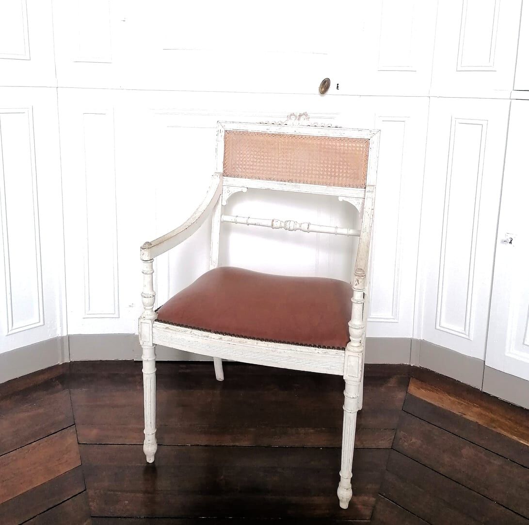 Louis XV style canned armchair lacquered wood