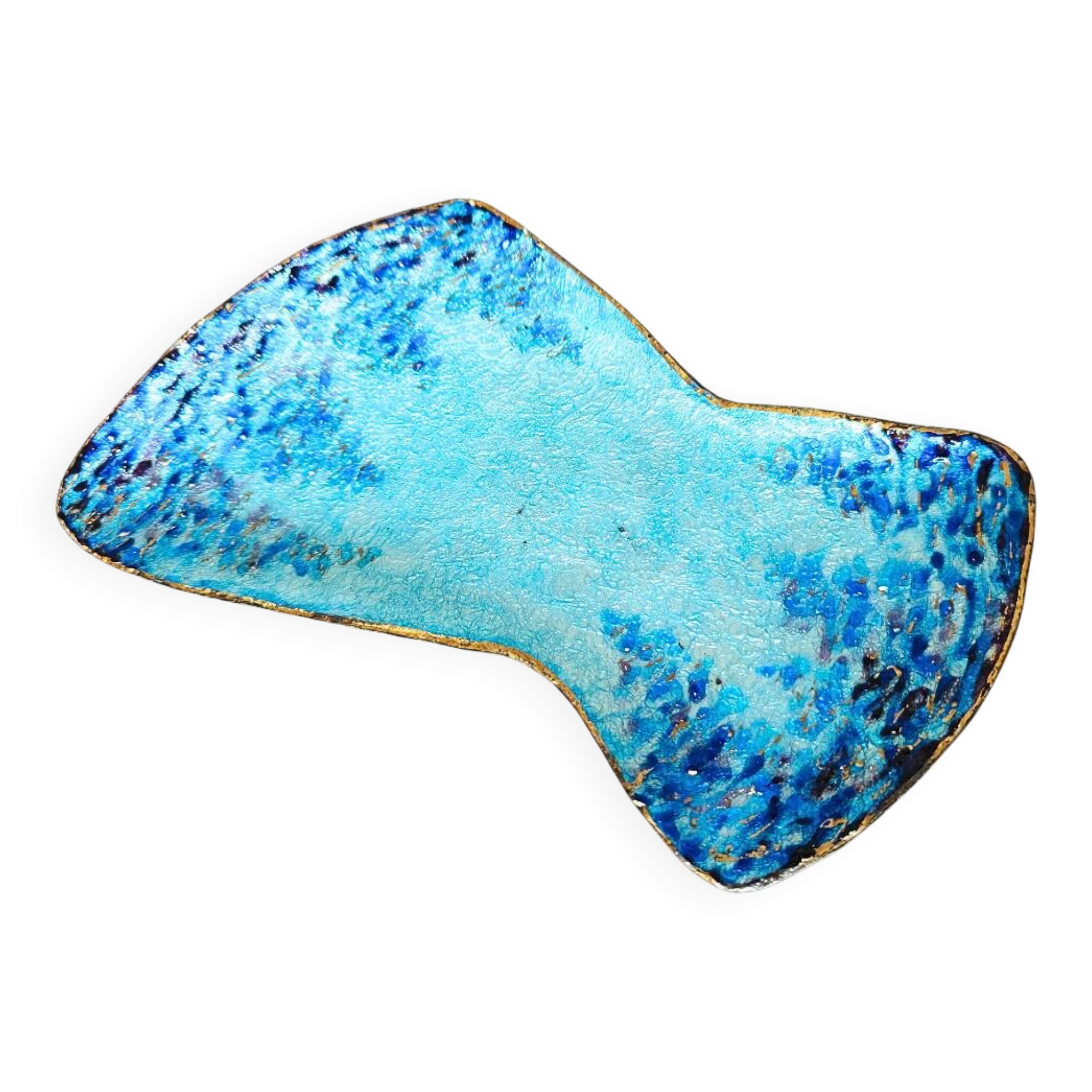 Vide-poche en émail sur cuivre, signé Emaux 4 Limoges, années 60