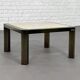 Square coffee table from the 80s in metal and travertine Belgochrome Design.