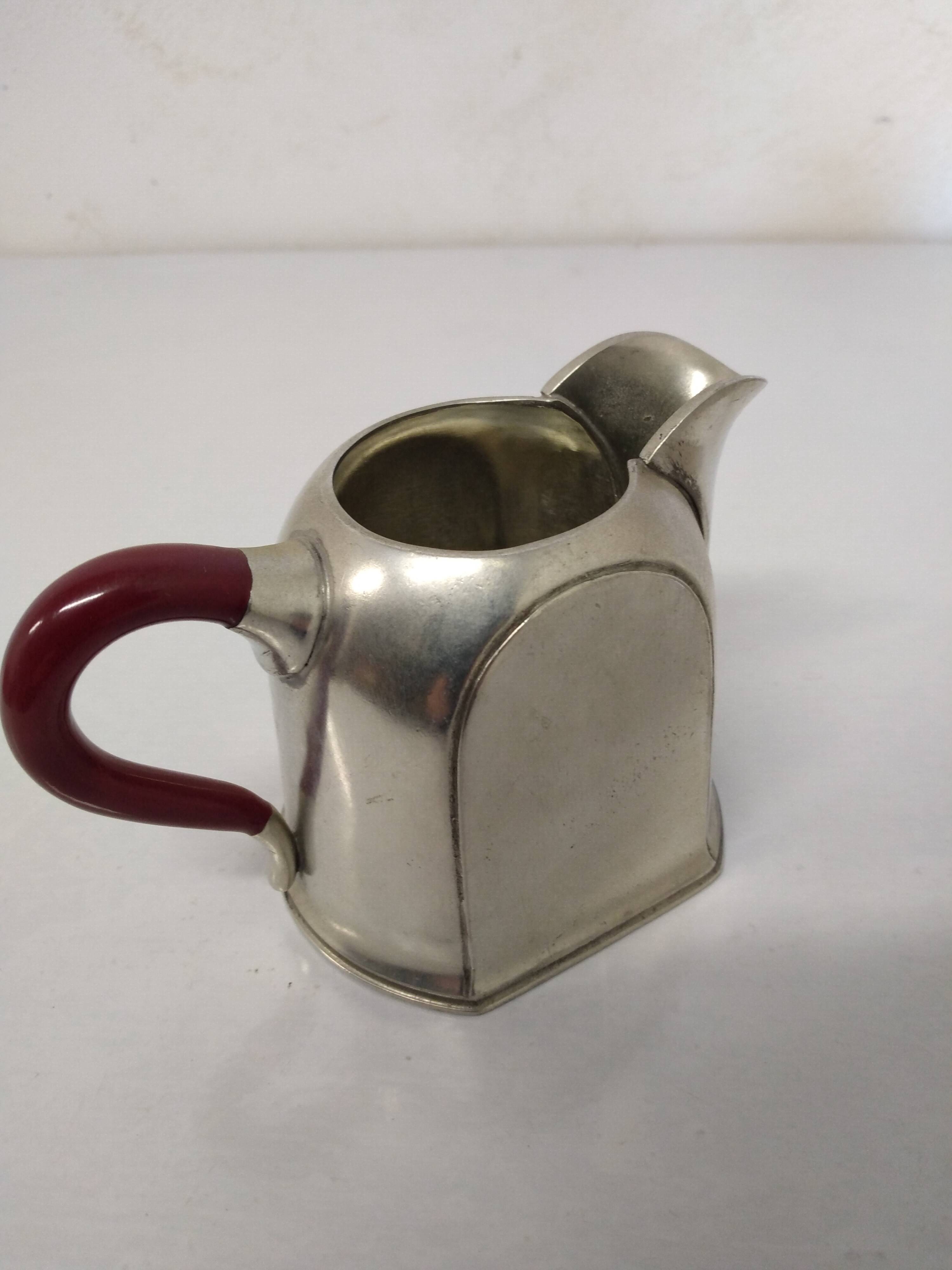 Cosi Tabellini Century 24 Pewter And Red Bakelite Tea And Coffee Service