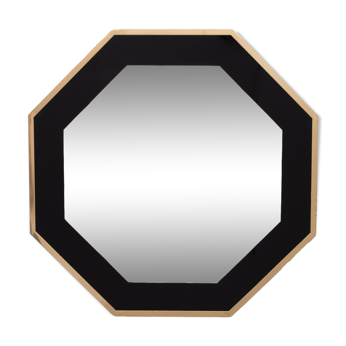 Octagonal Mirror frame in brass 1970s