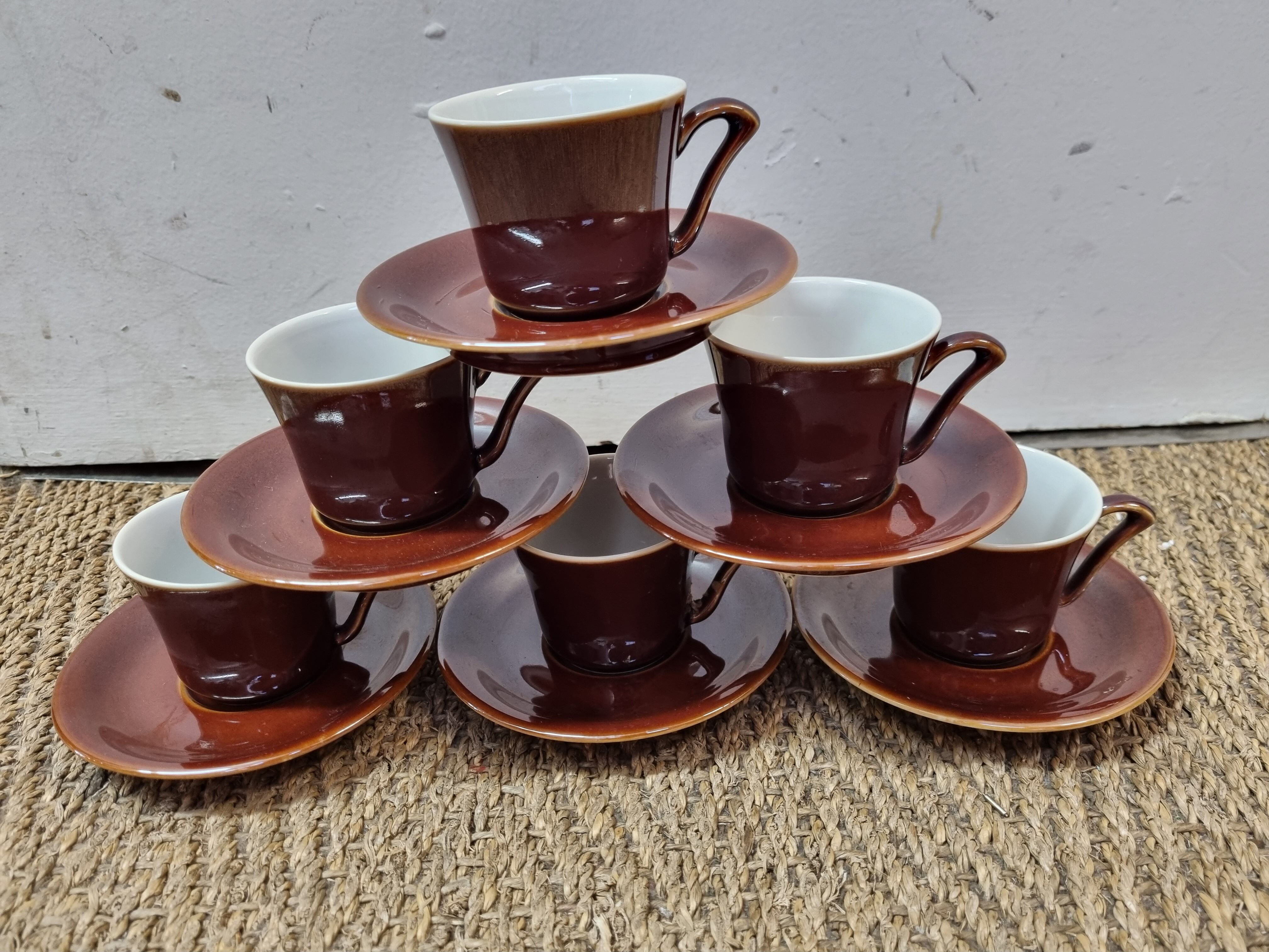 6 cups from 1940/50 enameled ceramic