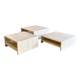 Modular square coffee tables in softened travertine