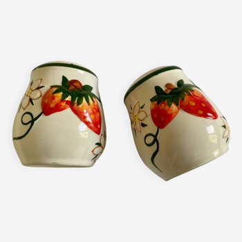 Vintage strawberry ceramic salt and pepper shakers