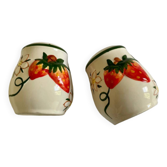 Vintage strawberry ceramic salt and pepper shakers