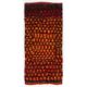 Vintage Hand-Knotted Turkish Tulu Rug with Checkered Design in Red, Yellow and Brown, 100% Wool
