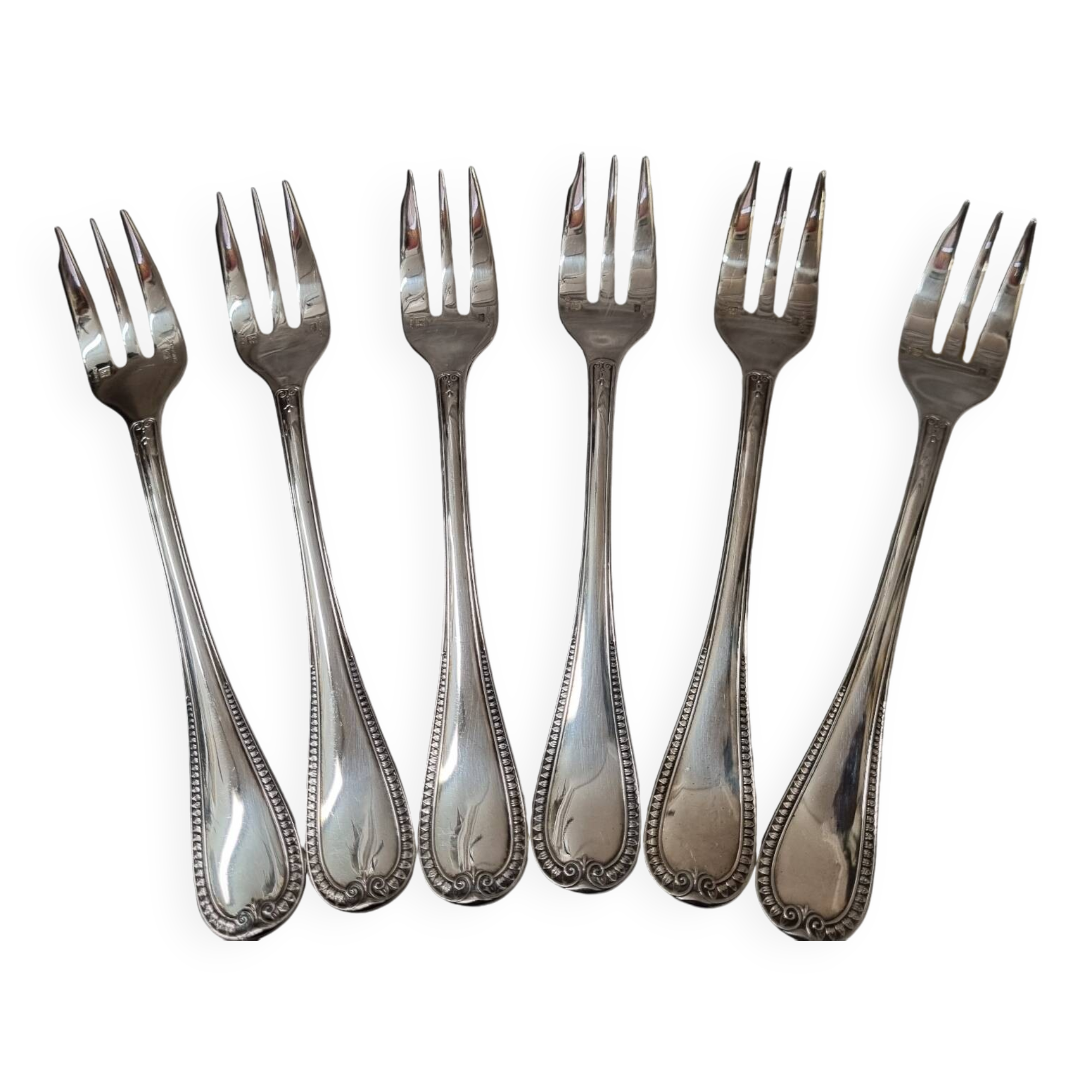 6 Christofle cake forks, Malmaison model