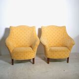 Pair of yellow vintage armchairs