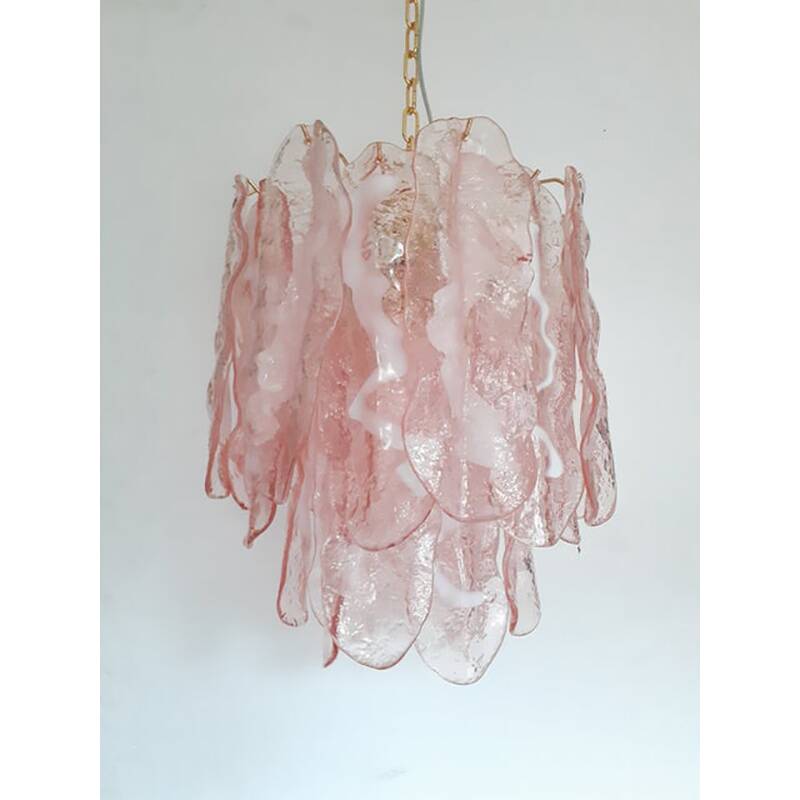 Murano Glass "Spider" Sputnik Chandelier in Pink and White