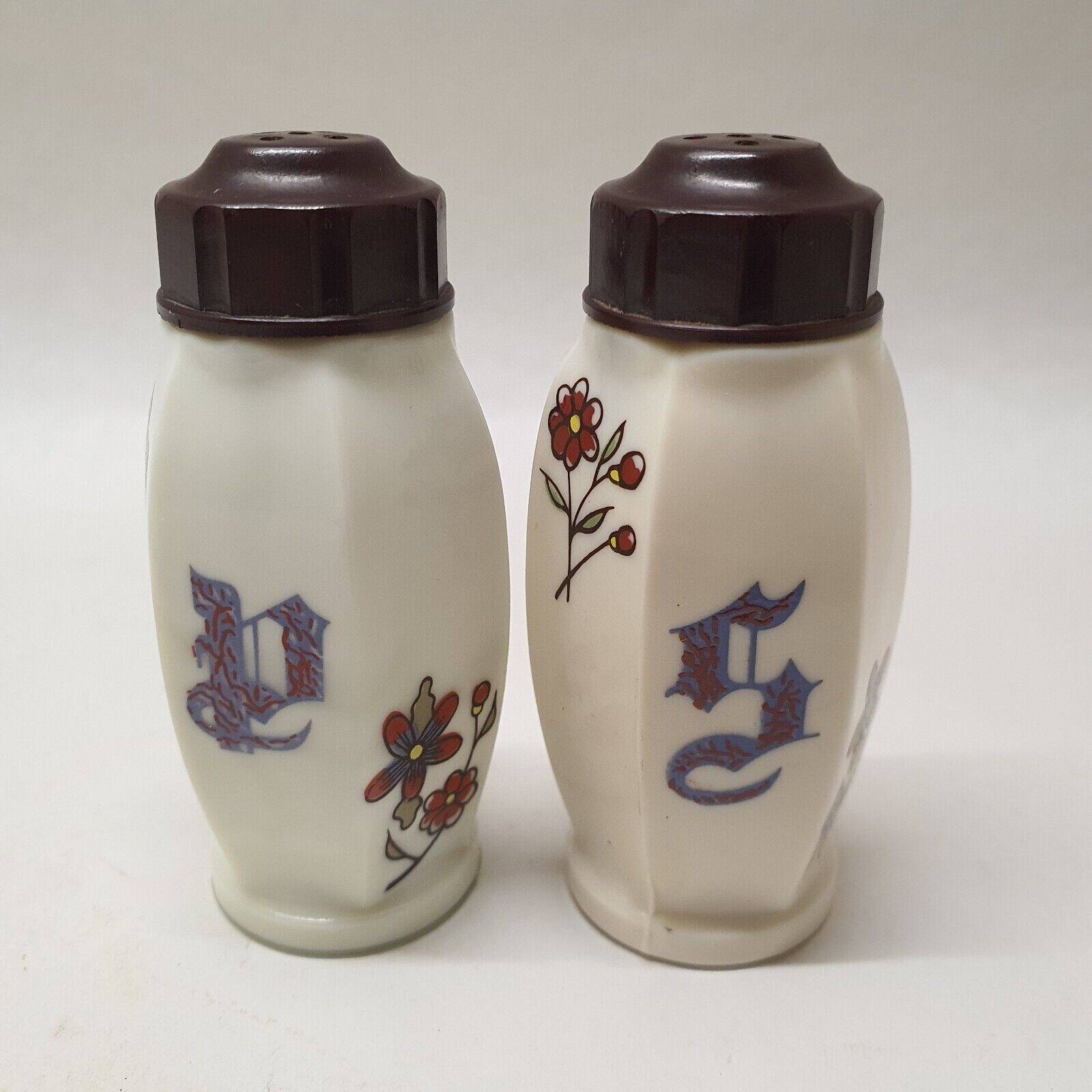 Set Of Salt And Pepper Shakers In Opaline Vintage Floral Decor