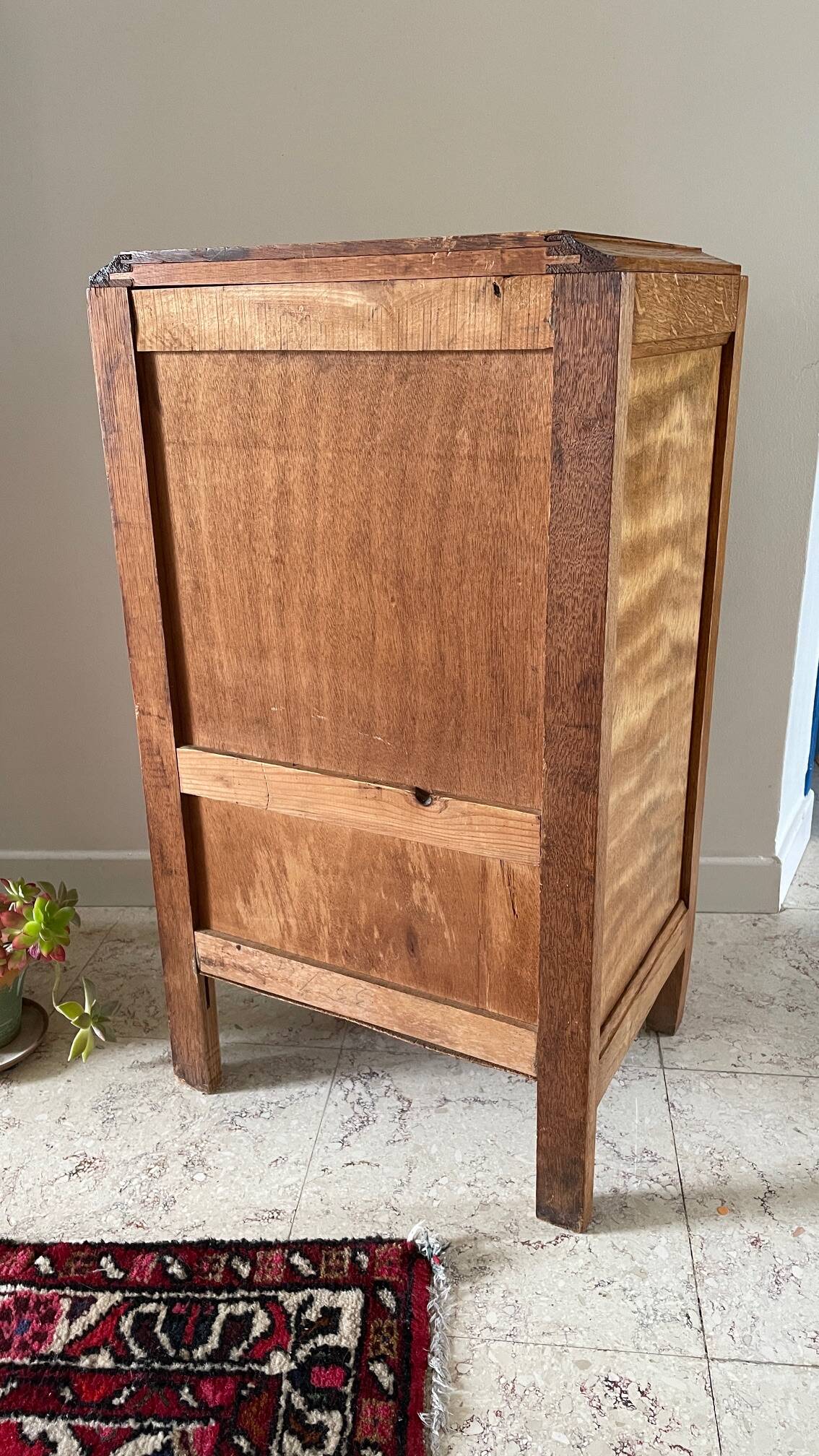 Cube bedside table in oak 1950s