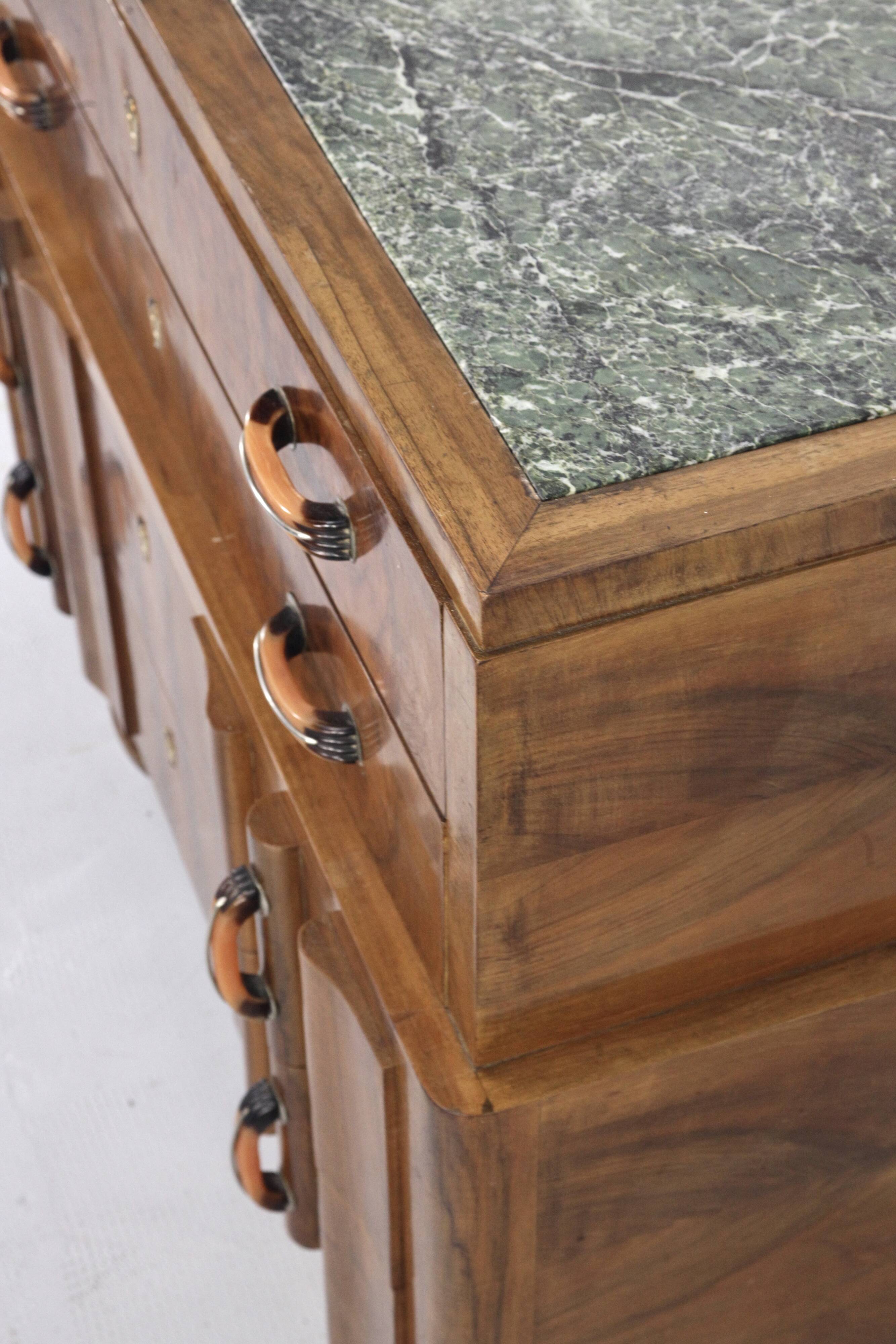 Art deco italian chest of drawers in walnut burl 1930