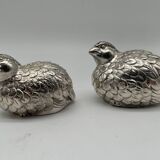 Salière poivrier et moutardier oiseaux en métal argenté style Gucci